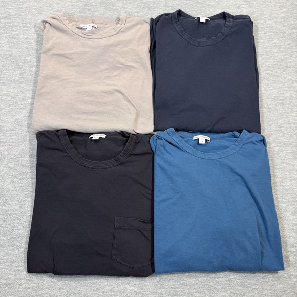 James Perse Lot of 4 Shirts Mens 3 Wailea Honolua Crew USA Made Blue Black Brown - Picture 1 of 7